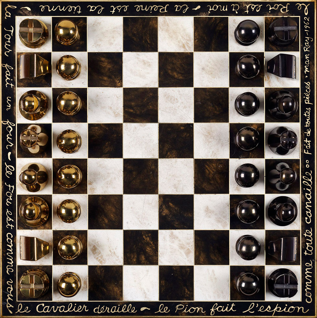 Man Ray Chess Board and Chess Pieces –